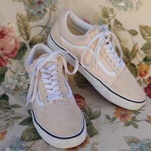 Vans Old Skool Creme Brule Beige Canvas Suede Sneakers Women 10.5